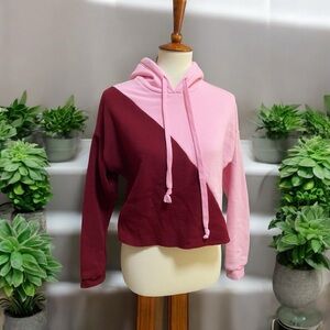 Rue21 Red and Pink‎ Crop Boxy Hoodie